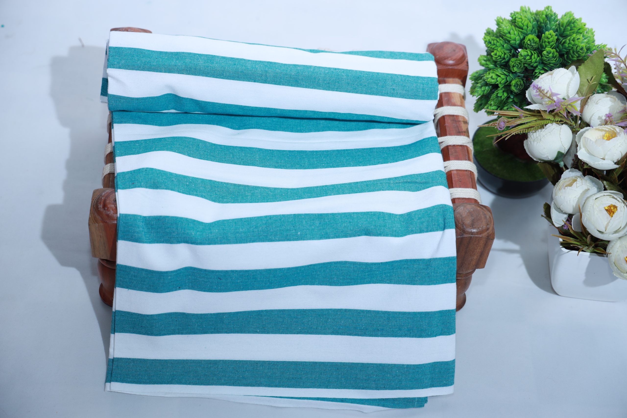 Chennimalai Sona Cotton Hospital Bedsheet ( Green / White ) / (60 X 90 Inches / 5 X 7.5 Feet)