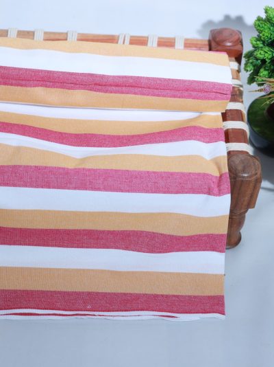 Chennimalai Sona Double Cot Cotton Hospital Bedsheet ( Red / Peach / White ) / ( 90 X 108 Inches / 7.5 X 9 Feet)