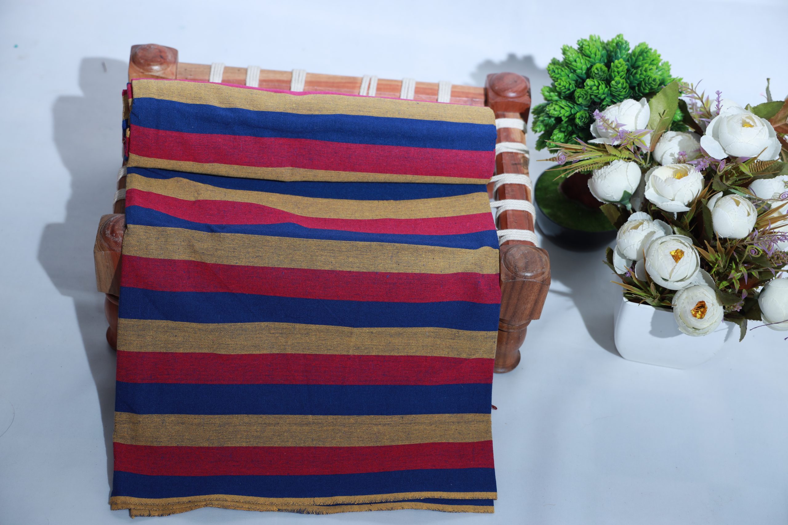 Chennimalai Sona Double Cot Cotton Hospital Bedsheet ( Red / Peach / R.Blue ) / ( 90 X 108 Inches / 7.5 X 9 Feet)