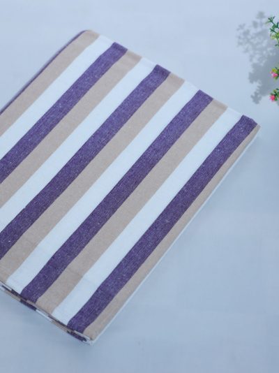 Chennimalai Sona Double Cot Cotton Hospital Bedsheet ( Violet / G.Yellow / White ) / ( 90 X 108 Inches / 7.5 X 9 Feet)